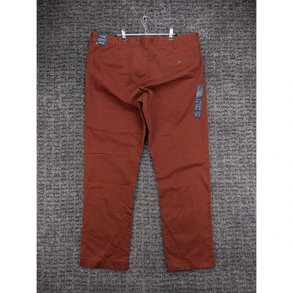 J Crew Chino Pants Mens 38x32 Actual 39x32 Deep Redwood Straight Fit Flex NWT